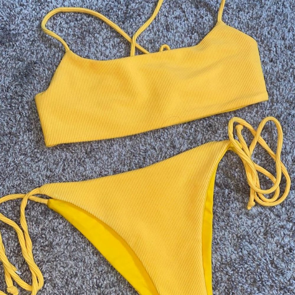 3 piece ribbed bikini set